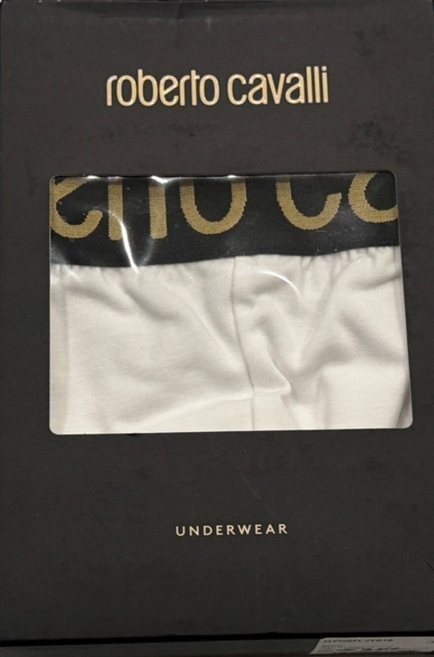 13-62 ROBERTO CAVALLI Men's NWT Boxer Brief Cotton Knitted Panties White 2XL